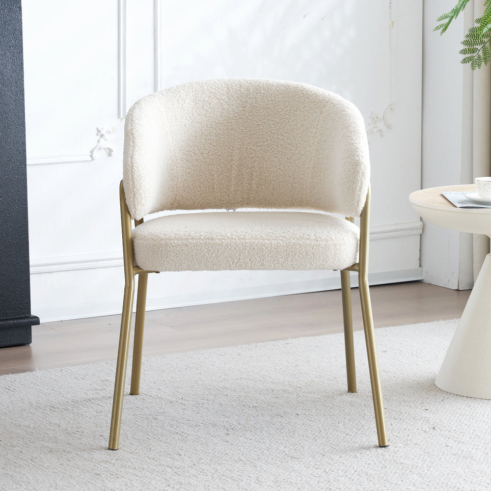 Eetkamerstoelen – Dining Stoelen – Keukenstoelen – Kantoorstoelen – Set van 2 Wit met Gouden Accenten – Stevige Metalen Poten – Gemakkelijk Schoon Te Maken