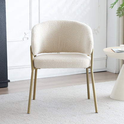 Eetkamerstoelen – Dining Stoelen – Keukenstoelen – Kantoorstoelen – Set van 2 Wit met Gouden Accenten – Stevige Metalen Poten – Gemakkelijk Schoon Te Maken