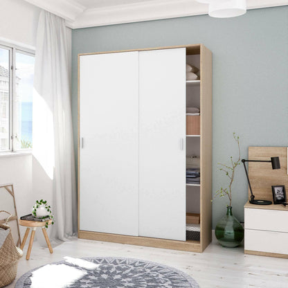 Wardrobe 2 in Front of Dnoce, Bedroom Closet, Furniture with 4 Shelves And Clothes Rail, 120X50H200 Cm, Available in 4 Colors
