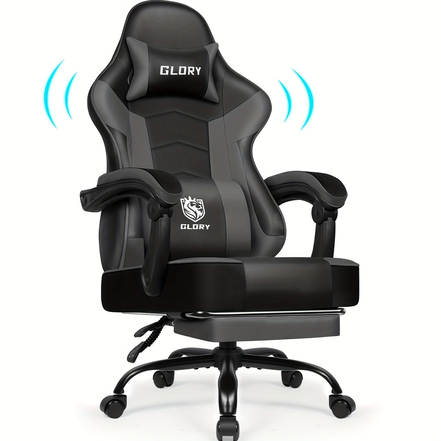 Carroltt Gaming Chair, Gaming Armchair Ergonomic Gamer Chair With Footrest, Headrest Lumbar Cushion, Upholstered Gaming Chair, Swivel Chair, Gaming Chair 150 Kg