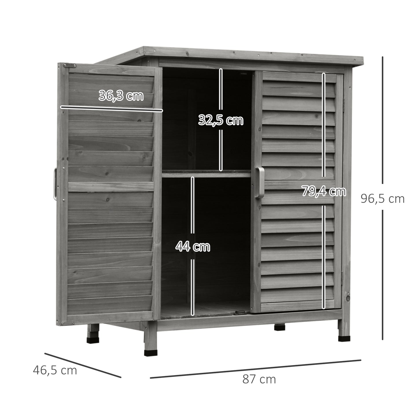 Tuinhuisje – Tuinkast – Tuinschuur – Berging – Opbergkast – Hout Op Poten – Schuifdeuren Met Binnenplank