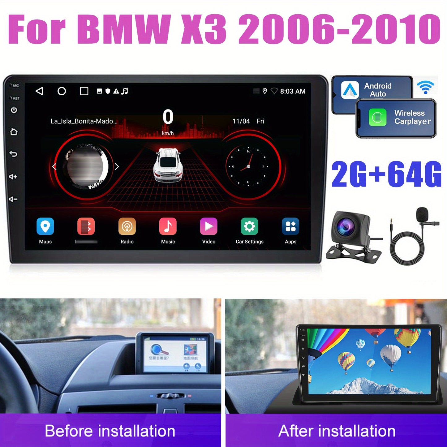 Autoradio – Auto Radio – Car Stereo – Multimedia Speler – 22,86 cm Touchscreen – Draadloos CarPlay & Android Auto – Bluetooth 5.0 & DSP Geluidssysteem