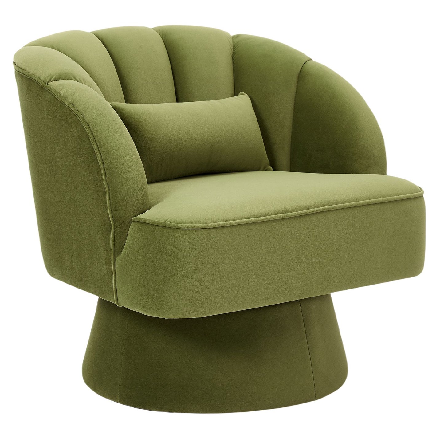 Swivel Accent Chair 360° Barrel Lounge Chair with Modern Striped Backrest | Round Armchair for Living, Bedroom Reading Nook, Hardwood, Non-Adjustable, Wipe Clean
