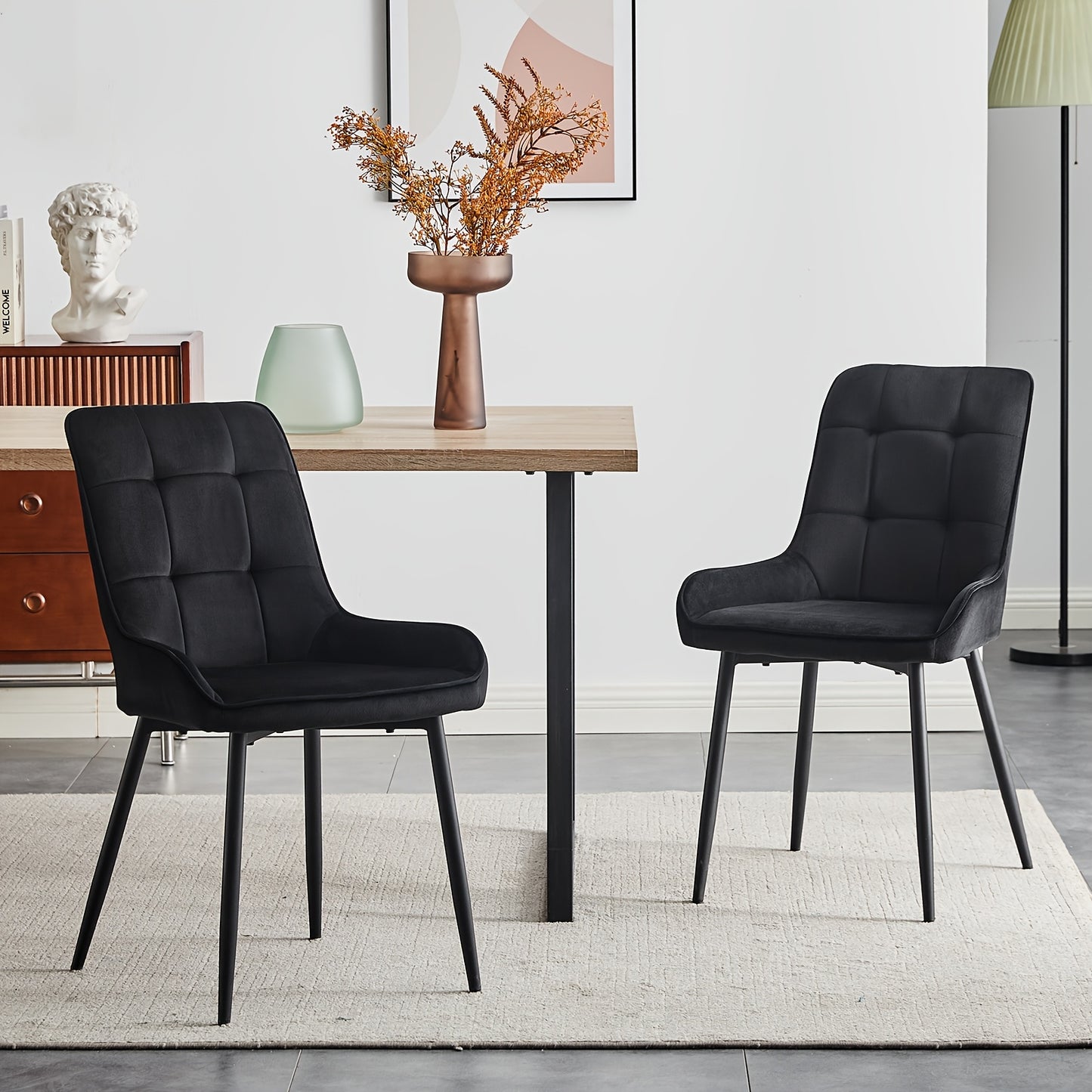 Eetkamerstoelen – Stoelen – Kuipstoelen – Bureaustoelen – Design Stoelen – Zwarte Velvet Bekleding – Metalen Poten – Ergonomisch Comfort – Set van 2