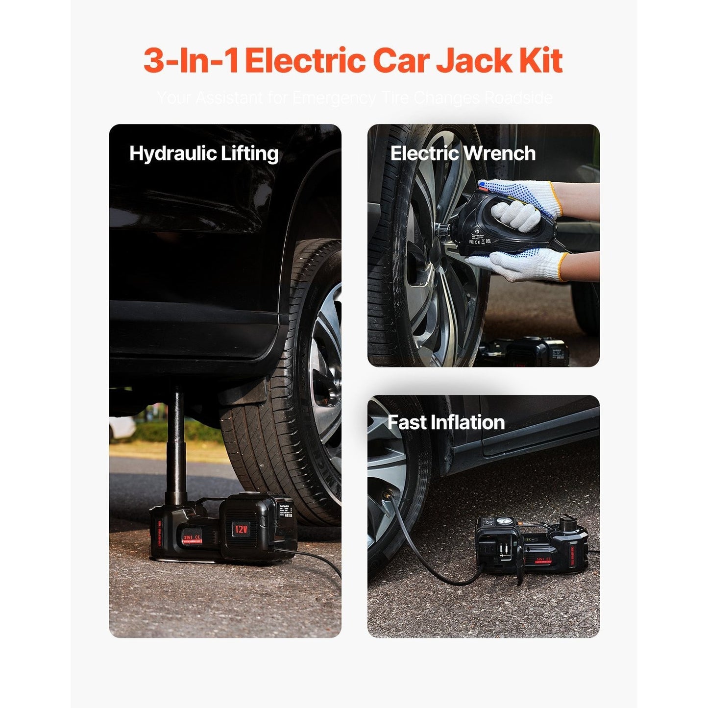 Elektrische Krik – Auto Krik – Hydraulische Krik – Garagekrik – Schaarkrik – 5 Ton Draagvermogen – Inclusief Elektrische Slagmoersleutel