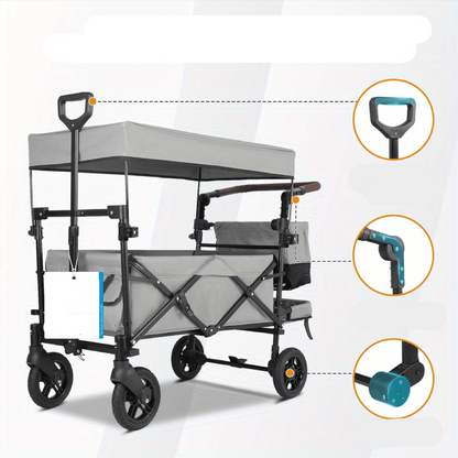 Bolderkar – Trolley – Steekwagen – Boodschappentrolley – Transportwagen – 100 kg Draagvermogen – 110L Oxford Nylon - QUORE