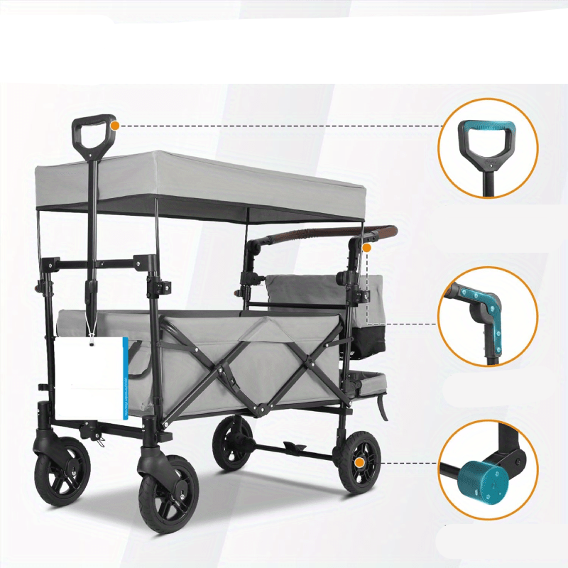 Trolley – Opvouwbare Boodschappentrolley – Steekwagen – Transportwagen – Vouwwagen – 100 kg Draagkracht – Schokabsorberende Geremde Wielen – Grijs - QUORE