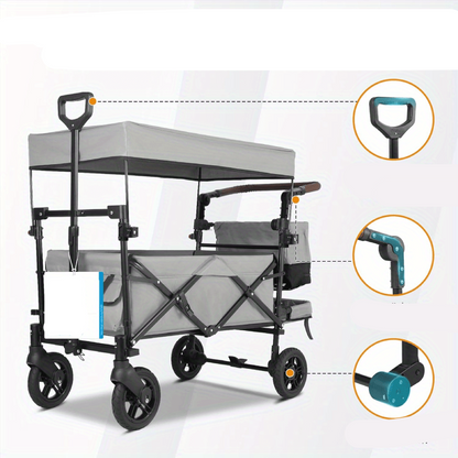 Trolley – Transportwagen – Bolderkar – Bolderwagen – Opvouwbare Kar – Inklapbaar Ontwerp – 100 kg Draagvermogen – Verstelbare Handgreep – Diepgroen - QUORE