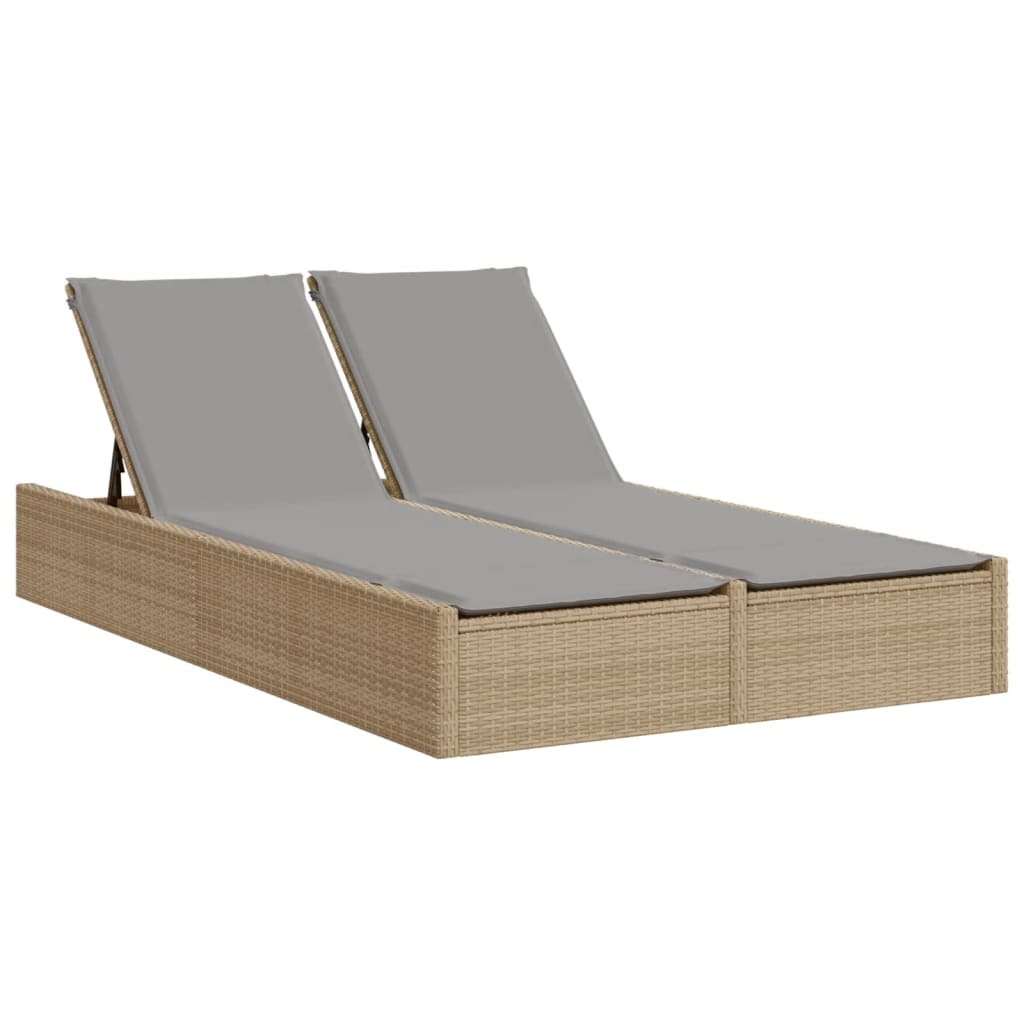 Ligbed – Dubbele Lounger – Loungezetel – Zonnebed – Ligstoel – PE-Rattan – Verstelbare Rugleuning – Comfortabele Kussens