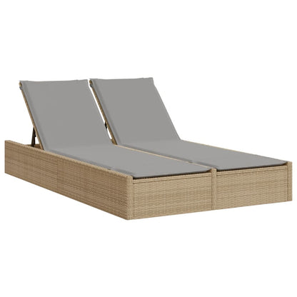 Ligbed – Dubbele Lounger – Loungezetel – Zonnebed – Ligstoel – PE-Rattan – Verstelbare Rugleuning – Comfortabele Kussens