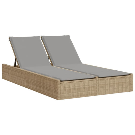 Ligbed – Dubbele Lounger – Loungezetel – Zonnebed – Ligstoel – PE-Rattan – Verstelbare Rugleuning – Comfortabele Kussens
