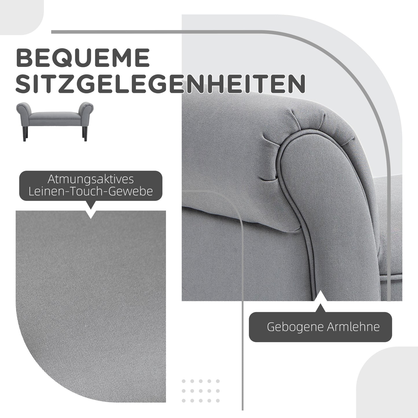 Opbergbank – Opbergbank – Zitbank – Bedbank – Opbergmeubel – Stevige Constructie – Zacht Zitkussen – Antraciet Grijs – 102x36x51 cm