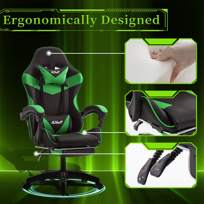 Gaming Chair – Gaming Stoel – Bureaustoel – Gaming Armstoel – Zithoekstoel – Ergonomisch Met Voetensteun – 360° Draaibaar Met Verstelbare Lendensteun