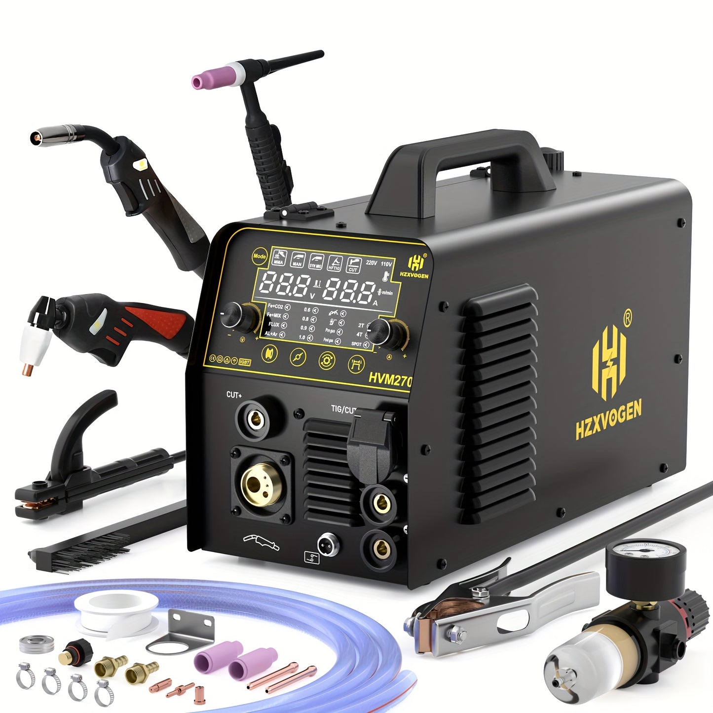 Lasmachine – Lasmachine 4-in-1 – Snijmachine – Gasbeschermd Lassen – Zelfbeschermend Lassen – Digitaal Display – 220V Europese Stekker – Mat Zwart Design