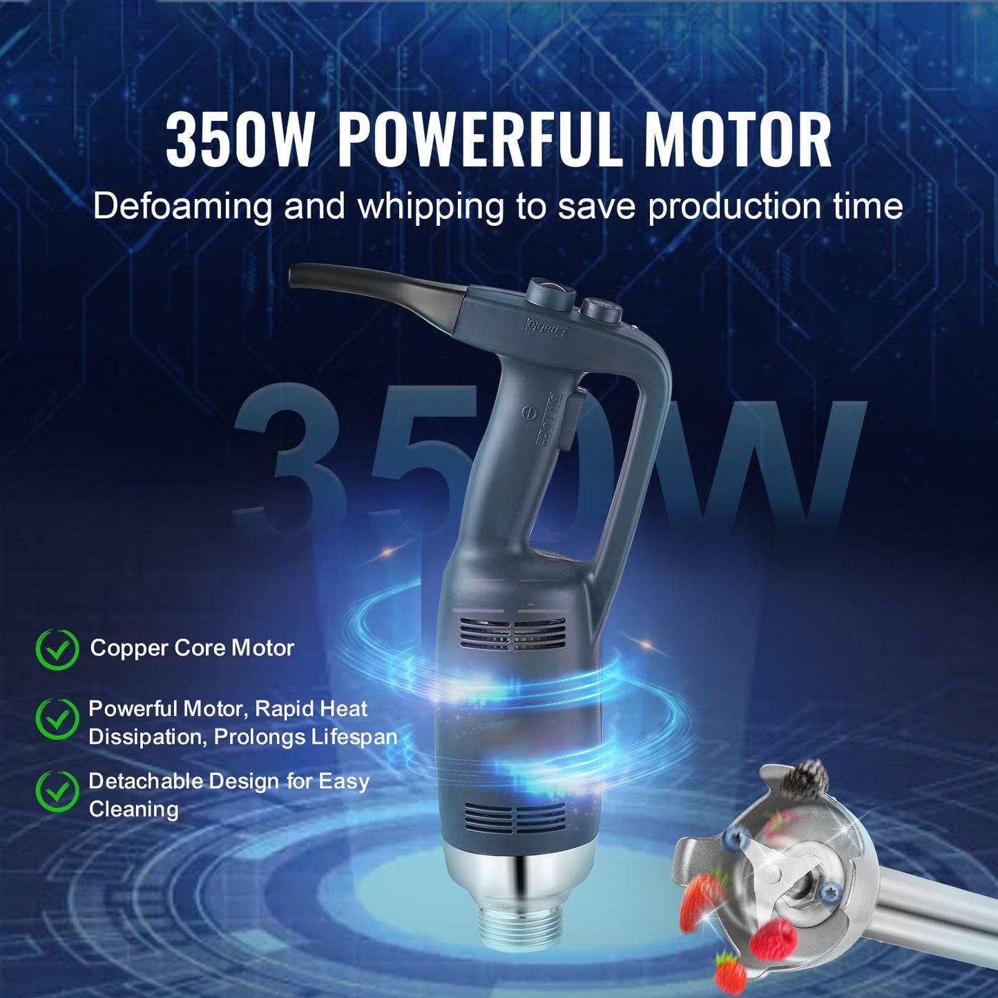 Staafmixer – Handmixer – Blender – Keukenmixer – RVS Mes – 350W Krachtige Motor – Traploze Snelheidsregeling