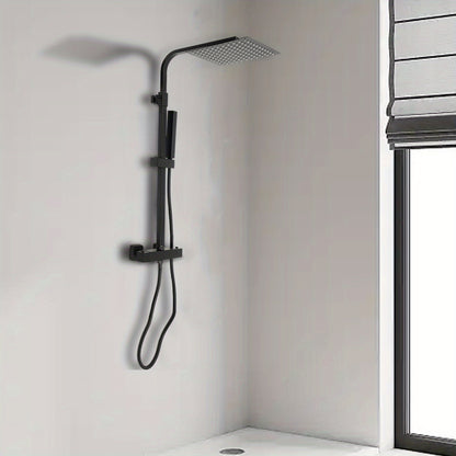 Douchekop – Regendouche – Handdouche – Thermostaatkraan – Badkamerkraan – Mat Zwart – Thermostatische Temperatuurregeling – 25x25 cm Regendouchekop
