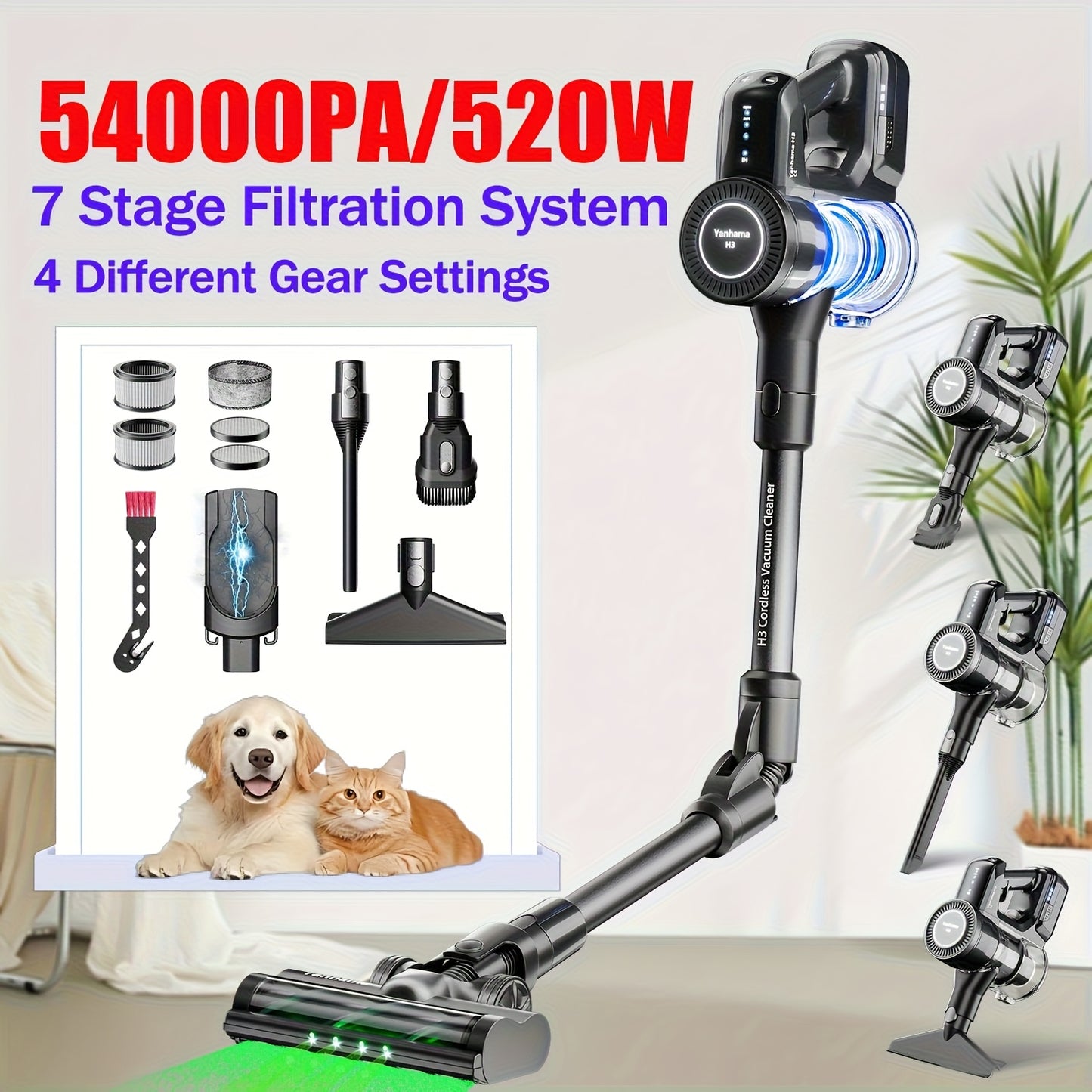 Draadloze Steelstofzuiger – Stofzuiger Zonder Snoer – Handstofzuiger – Kruimeldief – Snoerloze Zuiger – 180° Draaibare Kop – USB Oplaadbaar & Lichtgewicht – Zwart