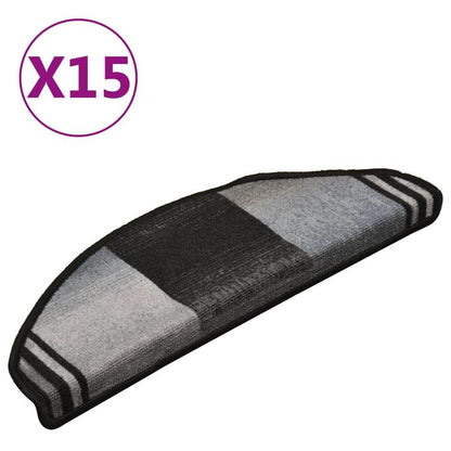 Trapmatten – Trapmat – Trapbekleding – Traptredematten – Trapmaantjes – Zelfklevend – 15 Stuks 65x21x4 cm – Zwart-Grijs – Antislip – Comfortabel