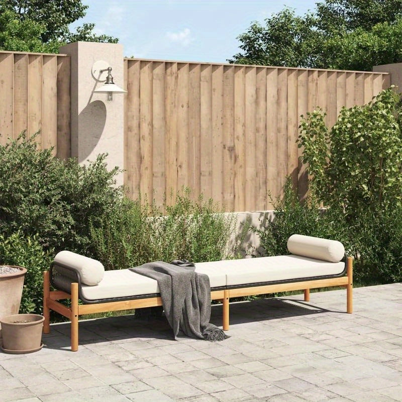 Tuinbank – Buitenbank – Patio Bank – Tuinmeubel – Loungeset – Zwart Acacia Weefsel – Weerbestendig Tungsten Stalen Frame