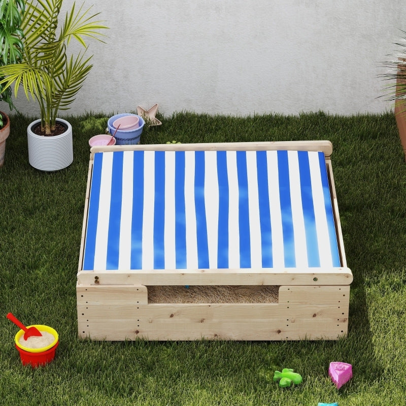 Zandbak – Speelbak – Buitenbak – Zandkist – Sandbox – Natuurlijk Hout – Weerbestendige Beschermhoes – Ruime 120x120 cm Speelplek