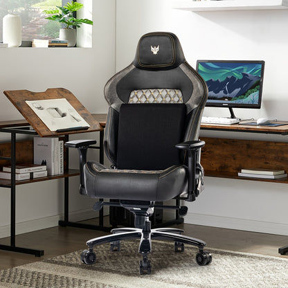 Gamingstoel – Gamestoel – Gaming Chair – Game Stoel – Bureaustoel – 4D Verstelbare Armleuningen – Ergonomische Lendensteun – Max 200 kg – Zwart-Grijs