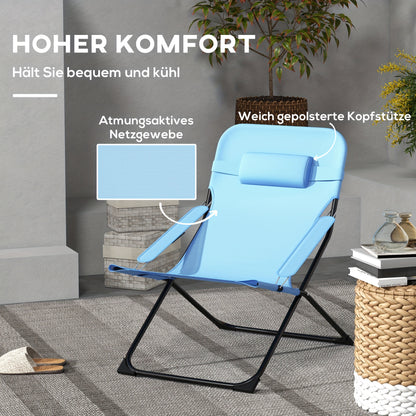 Vouwstoel – Klapstoel – Opvouwbare Stoel – Kampeerstoel – Tuinstoel – Verstelbare Rugleuning – Steviele Metalen Constructie 120 kg – Lichtgewicht Mesh Blauw