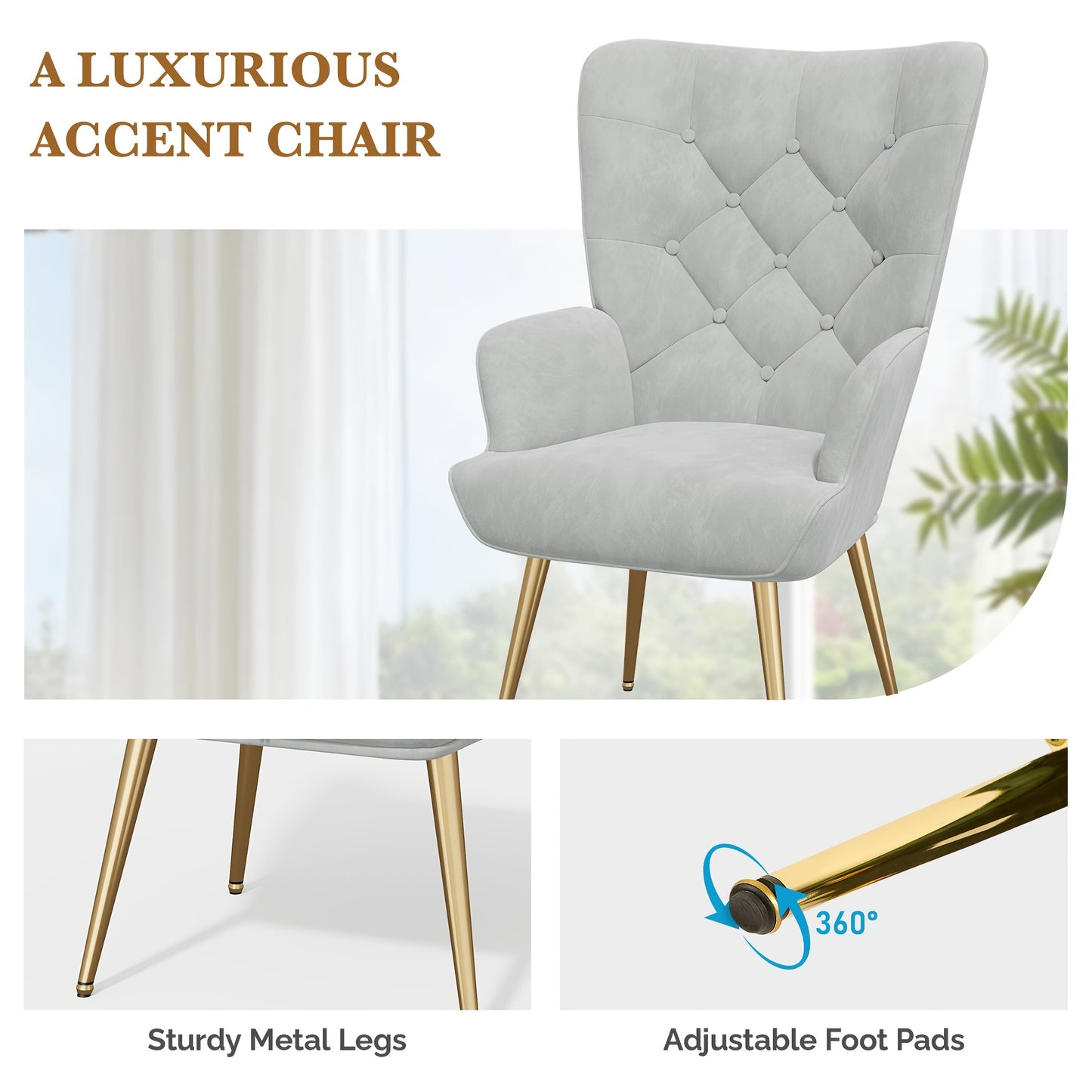 Fauteuil – Relaxstoel – Zetel – Lounge Stoel – Leunstoel – Modern Design – Fluwelen Bekleding – Metalen Poten