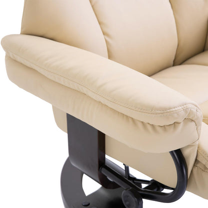 Relaxfauteuil – Relaxstoel – Draaifauteuil – Lounge stoel – Zitfauteuil – Met handmatige verstelbare rugleuning – Stevig metalen frame tot 160 kg – Compact ontwerp crème kleur