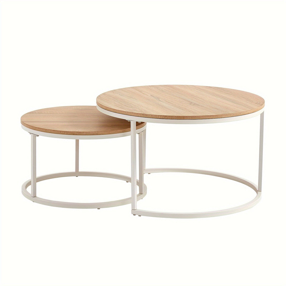 Salontafel Set – Bijzettafels – Nesting Tafels – Koffietafels – Ronde Tafels – Beukenhout MDF – Ruimtebesparend Design – Set Van 2 - QUORE