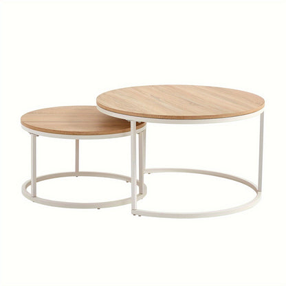 Salontafel Set – Bijzettafels – Nesting Tafels – Koffietafels – Ronde Tafels – Beukenhout MDF – Ruimtebesparend Design – Set Van 2 - QUORE