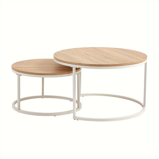 Salontafel Set – Bijzettafels – Nesting Tafels – Koffietafels – Ronde Tafels – Beukenhout MDF – Ruimtebesparend Design – Set Van 2 - QUORE