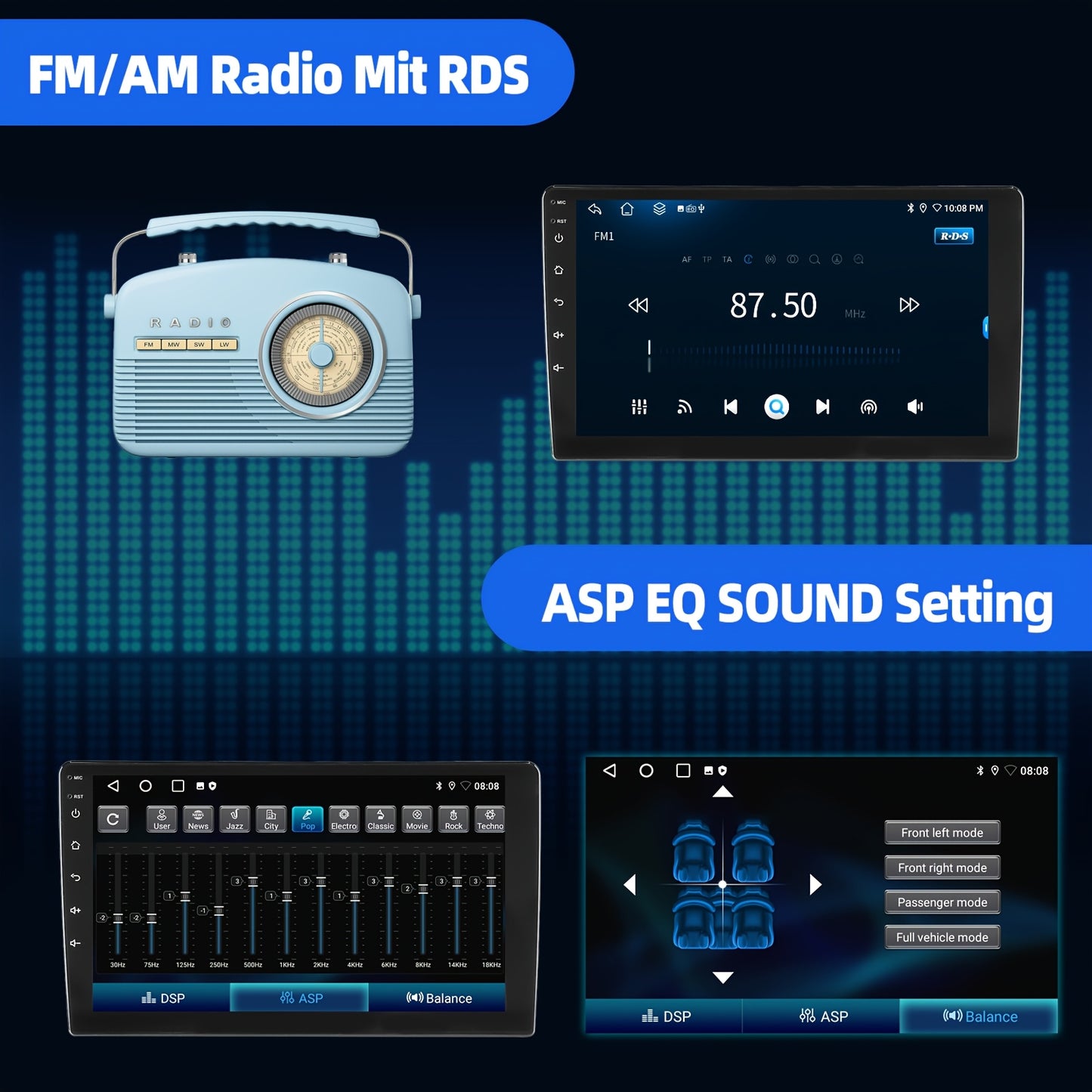 2 DIN Autoradio – Auto Stereo – Multimedia Speler – Android Radio – Navigatiesysteem – Met Achteruitrijcamera – 9 Inch QLED Touchscreen – Android 14 Systeem & 6 GB RAM 128 GB Opslag