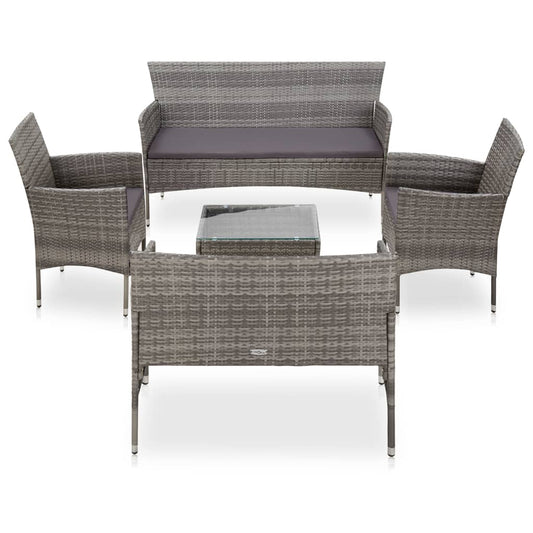 Loungebankset – loungeset – tuinmeubelset – hoekbank – tuinbank – Poly Rattan – Inclusief Dikke Kussens – Stevig Gepoedercoat Stalen Frame – Grijs