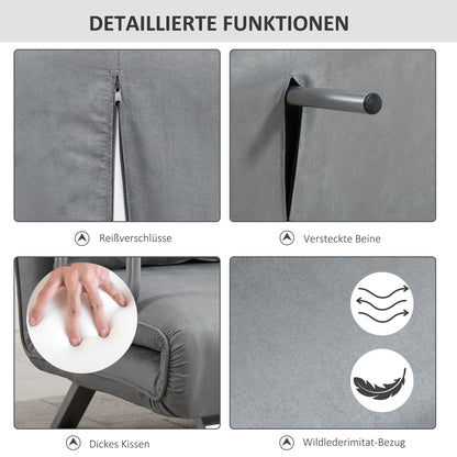 2-Zits Slaapbank – Tweezitsbank – Slaapbankje – Logeerbed – Zetel – Lichtgrijs – Inclusief 2 Kussens – Compact & Duurzaam