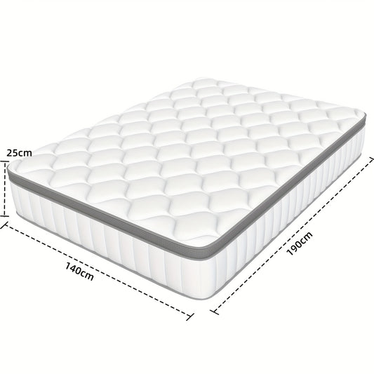 Pocketveringmatras – Matras – Matras 140x190 – Matrassen – Pocketveer Matras – Medium Stevig – 25 cm Hoog – Met Katoenen Hoeslaken