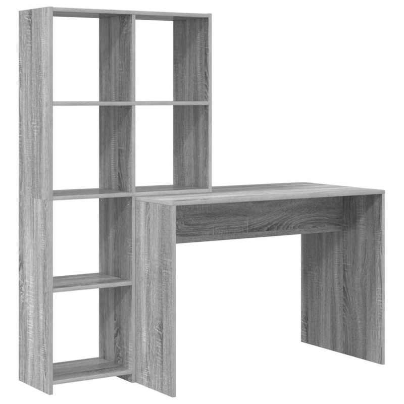 Bureau – Werkplek – Schrijftafel – Computertafel – Opbergbureau – Modern Minimalistisch – Compact – Grijs Spaanplaat – Met Laden en Planken – Duurzaam en Onderhoudsvriendelijk