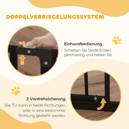 Hondenrek – Hondenhek – Veiligheidshekje – Traphekje – Dierenhek – Verstelbaar 75-115 cm – Stalen Frame met ABS – Klembevestiging – Zwart