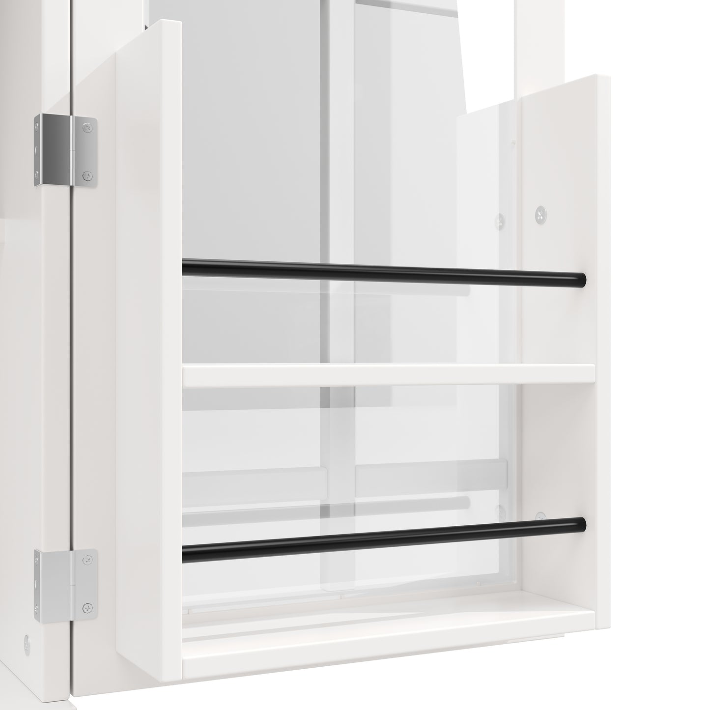 Keukeneiland – Keukentrolley – Keukenkast – Buffetkast – Serveerwagen – 5 Laden – Verstelbare Legplanken – Glazen Deuren – Houten Werkblad – Wieltjes – Wit – 140x40(63,5)x95 cm