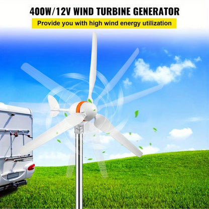 12V Windturbine Generator – Windenergie Generator – Windmolen – Compacte Turbine – 400W Output – MPPT-Controller – Volautomatisch Richtbaar