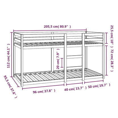 Stapelbed Zonder Matras – Halfhoogslaper – Kinderbed – Bedbank – Bunkbed – Massief Grenen Hout – Geschikt Voor Matras 90x200 cm
