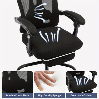 Ergonomische Bureaustoel – Kantoorstoel – Gamestoel – Bureaustoel Mesh – Draaistoel – Verstelbare Lendensteun & Hoogte – Ademende Mesh Rugleuning – Stevig Metalen Frame