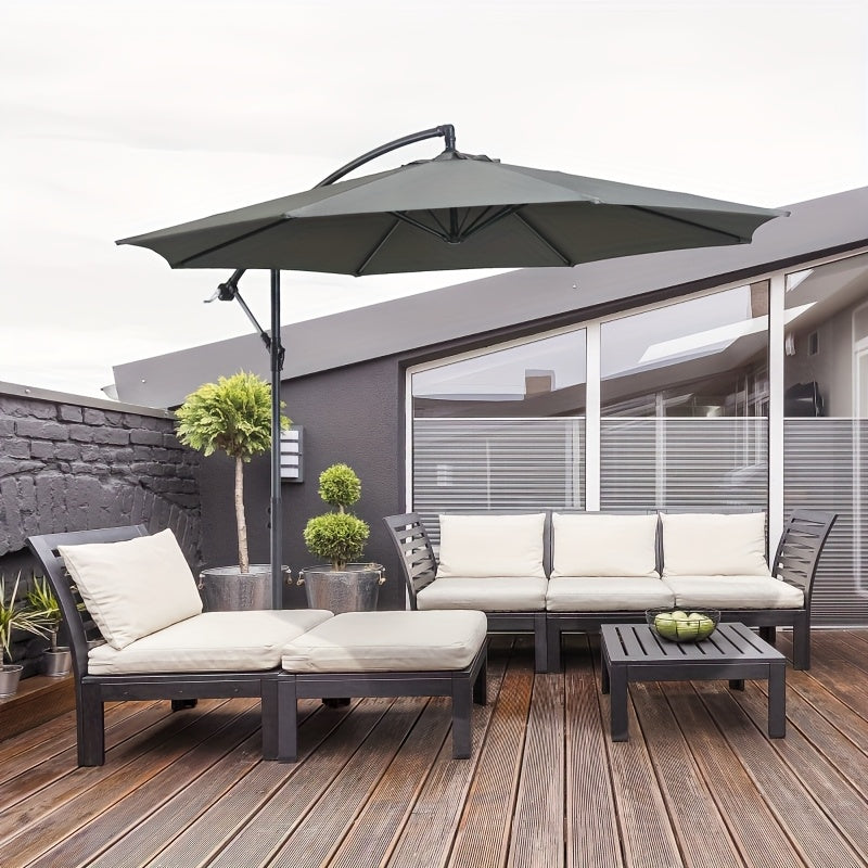 Buitenparasol – Tuinparasol – Zonnescherm – Parasoldoek – Grijs – Stalen Frame – Polyester Doek – 2,95x2,45 Meter