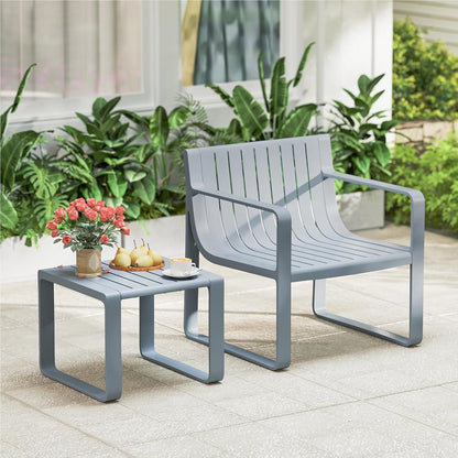 Tuinmeubelset 2-Delig – Balkonset – Tuinstel – Terrasmeubilair – Tuinstoel Met Tafel – Weerbestendig PP Materiaal – Ergonomische Stoel