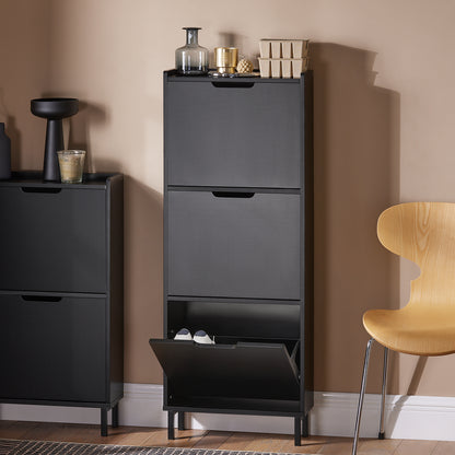 Schoenenkast – Schoenrek – Schoenopberger – Schoenendoos – Hal Kast – 3 Deuren – Compact 19 cm Diep – Ventilerend Ontwerp
