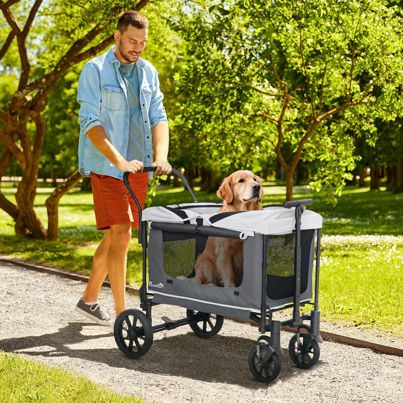 Dog Buggy Foldable for Dogs &Amp; Cats Up to 30 Kg 110 X 65 X 102 Cm Dark Grey Dog Buggy