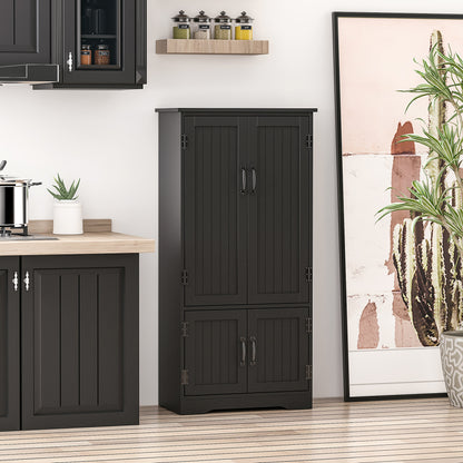 Keukenkast – Keukenbuffet – Opbergkast – Keukenkasten – Kast Met Deuren – 2 Deuren 3 Planken – Zwart MDF Particleboard