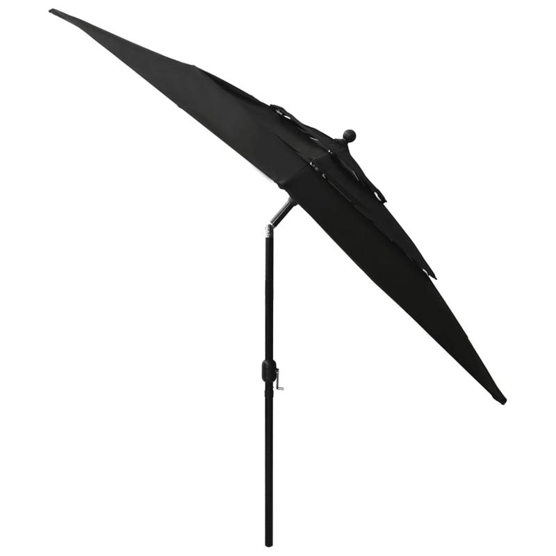 Heavy-Duty 3-Layer Solid Parasol with Aluminum Mast - 2.5x2.5m Large Rectangular Umbrella, UV-Resistant, Durable Steel Frame & Black Canopy for Poolside, Garden, Beach, Outdoor - Easy Setup & Portable Design, Classic Style, S