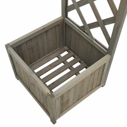Tuinprieel – Pergola – Overkapping – Tuinboog – Klimrek – Massief Vurenhout – Met Plantenbak – Stevig & Weerbestendig – Eenvoudige Montage – Grijs