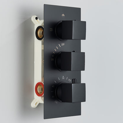 Thermostatische Regendouche Set – Douchekop – Handdouche – Regendouchekraan – Thermostaatkraan – Zwart Mat – 54x22 cm – Messing Material