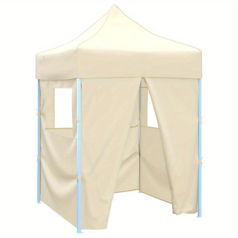 Professional Heavy-Duty Steel Frame Foldable Party Tent with 4 Sidewalls & Roof - 2x2m Cream White & Beige Canopy with Zippered Doors & for Weddings, Birthdays, Corporate Events - Portable Event Tent for Gardens, Beaches, Law